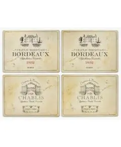 Pimpernel - Placemats - 'Chablis' 4 Forskellige Bordskånere m. Vinetiketter - Køkkenet