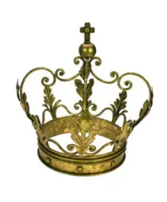 Stor Patineret Guld Kongekrone I Metal - Julepynt