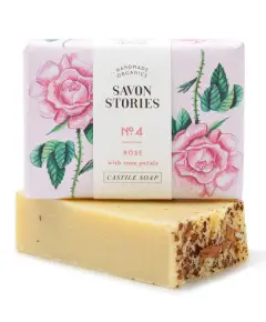 Savon Stories - 'Pink Ler Sæbe Med Rose, Rosengeranium Og Palmerosa' 100 g - Faste & Flydende Håndsæber