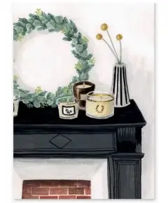 Kort - 'Duftlys På Kaminen' Postkort - Kort, kalendere, blokke og notesbøger