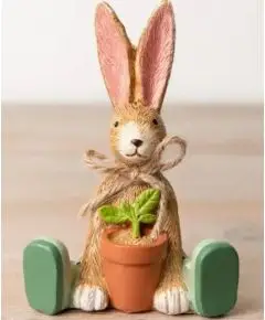 Påskehare Med Stueplante, 12cm - Puslespil, Bamser & Dekoration