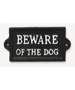 Pas på hunden-skilt i støbejern - 12,7 cm - Haven