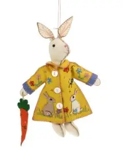 Stor Påskehare med gul jakke med knapper ca 25 cm - Puslespil, Bamser & Dekoration