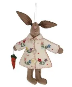 Påskehare med hvid jakke Og Gulerod - Puslespil, Bamser & Dekoration