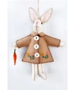 Påskehare Med Brun Kjole Og Gulerod - Puslespil, Bamser & Dekoration