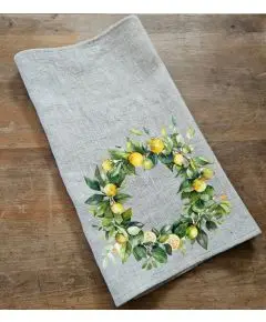 Hør Viskestykke - 'Citronkrans' - 42 x 66 cm - Køkkenet