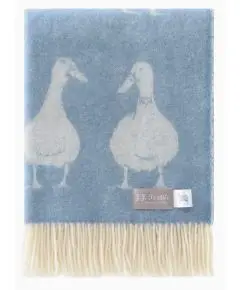 Ande Uld Plaid Med Frynser - French Blue - 130 X 190 Cm - JJTextiles