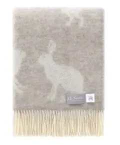 Uld Plaid Med Frynser- Harer  - Varm Nougat - 130 X 190 Cm - JJTextiles