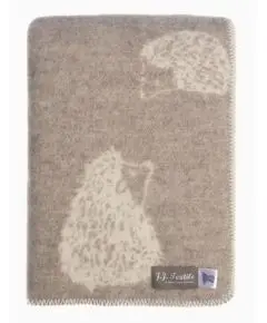 Uldplaid, Kantsyet - Pindsvin - Nougat/Off-White - 180x130 cm - JJTextiles