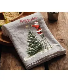 Hør Viskestykke - 'Merry Christmas' - 42 x 66 cm - Køkkenet