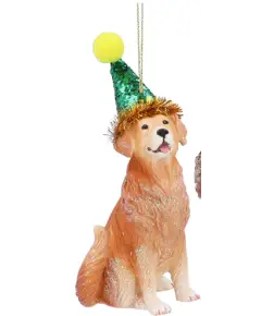 Gisela Graham - 'Golden Retriver Med Festhat' - Ophæng - JUL