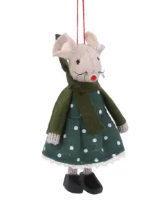 Gisela Graham - 'Julemus Med Grøn Filtkjole' - Ophæng - JUL