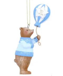 Gisela Graham - 'First Christmas Lyseblå Bamse' - Ophæng - JUL