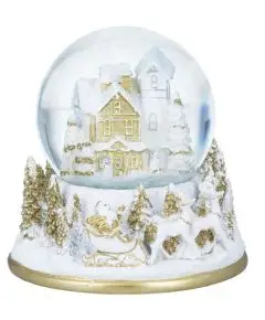 Gisela Graham - 'Snow Globe Hvid Landsby Med Musik' - 14 cm - 